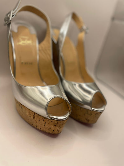 Christian Louboutin silver wedges size 40
