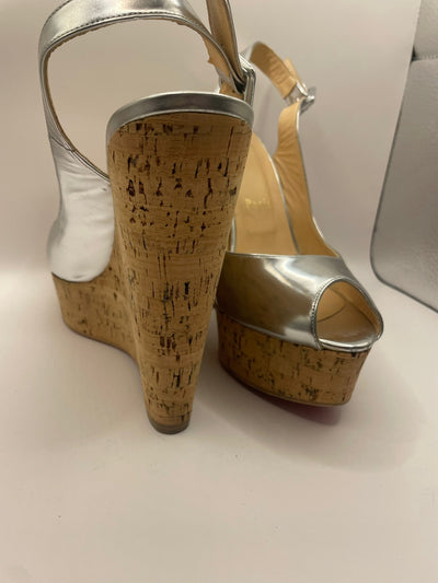 Christian Louboutin silver wedges size 40