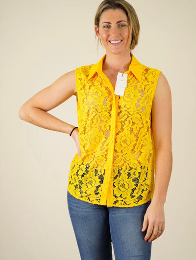 Brand New Sandro yellow lace blouse sandro size 3