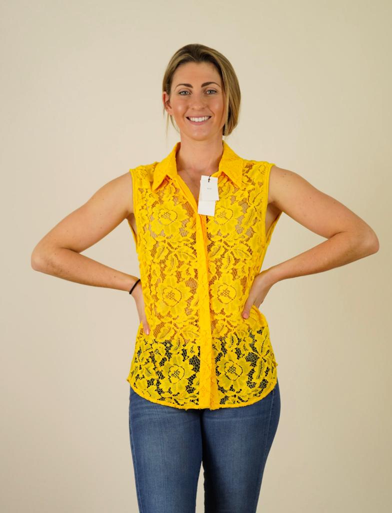 Brand New Sandro yellow lace blouse sandro size 3