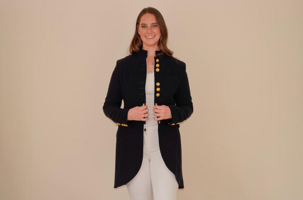 Moloh navy wool coat with gold buttons size Gb12