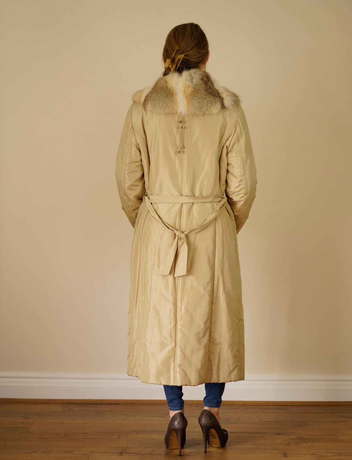 Baroni long coat with fur trim  size 44