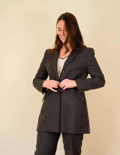 Vintage Givenchy grey cashmere blend trouser suit size 42