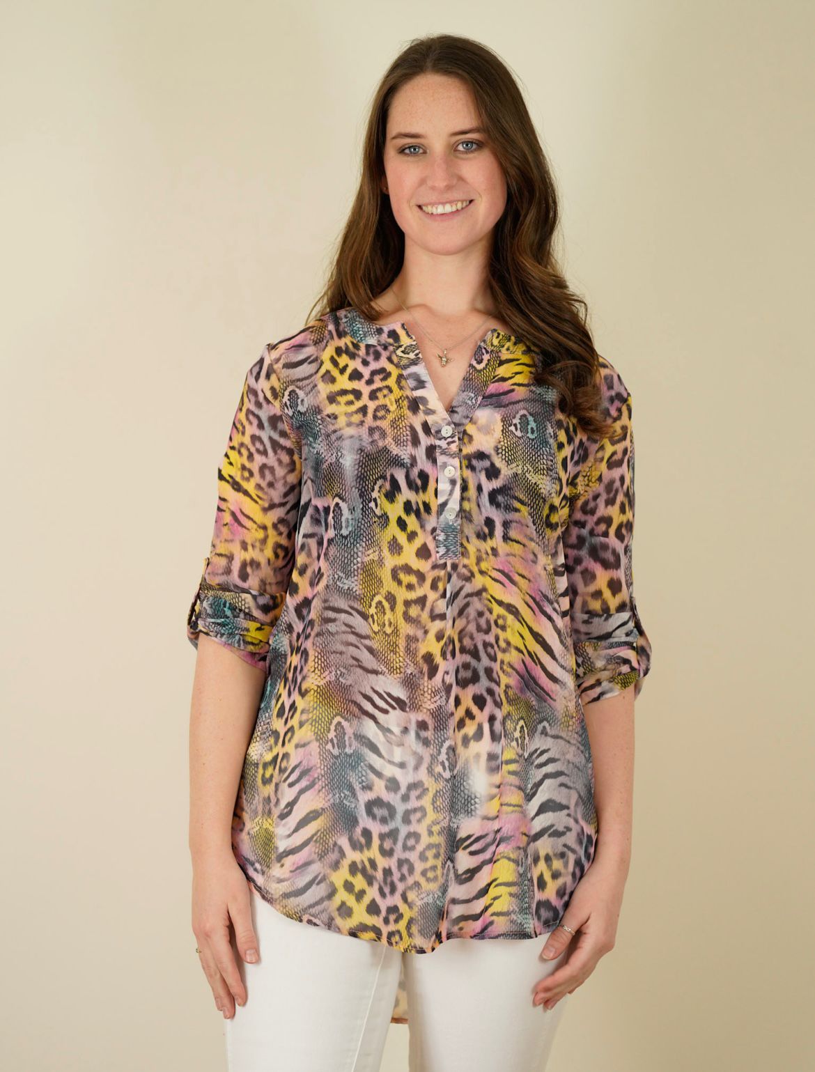 Multicoloured animal print blouse size M