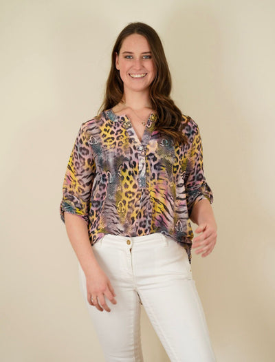 Multicoloured animal print blouse size M