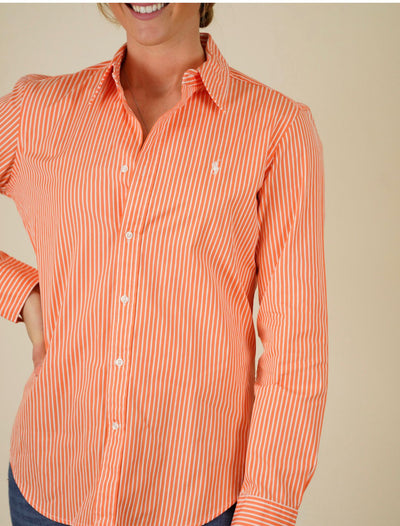 Ralph Lauren sport orange & white stripped shirt size GB 12