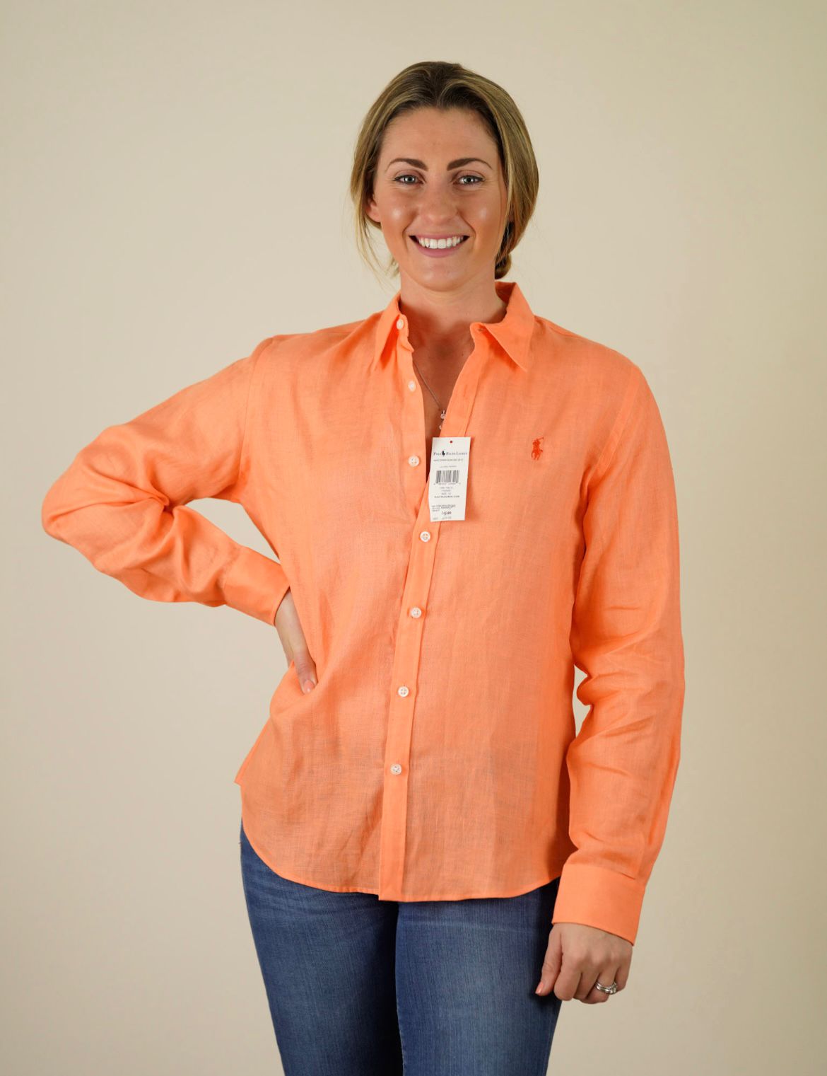 Brand new orange linen Ralph Lauren sport shirt  RTP £90