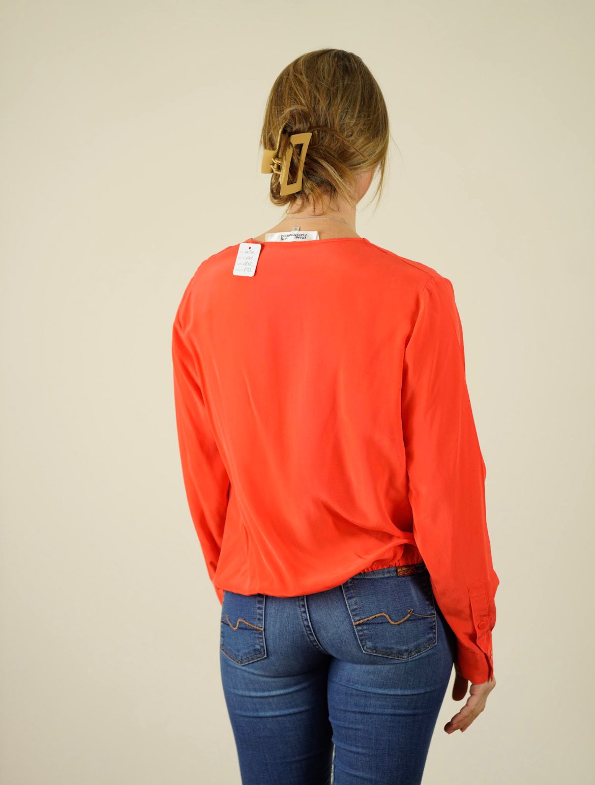 Diane von Furstenberg orange blouse GB 12