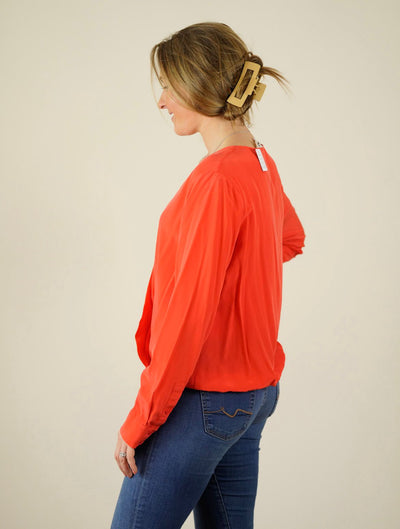 Diane von Furstenberg orange blouse GB 12