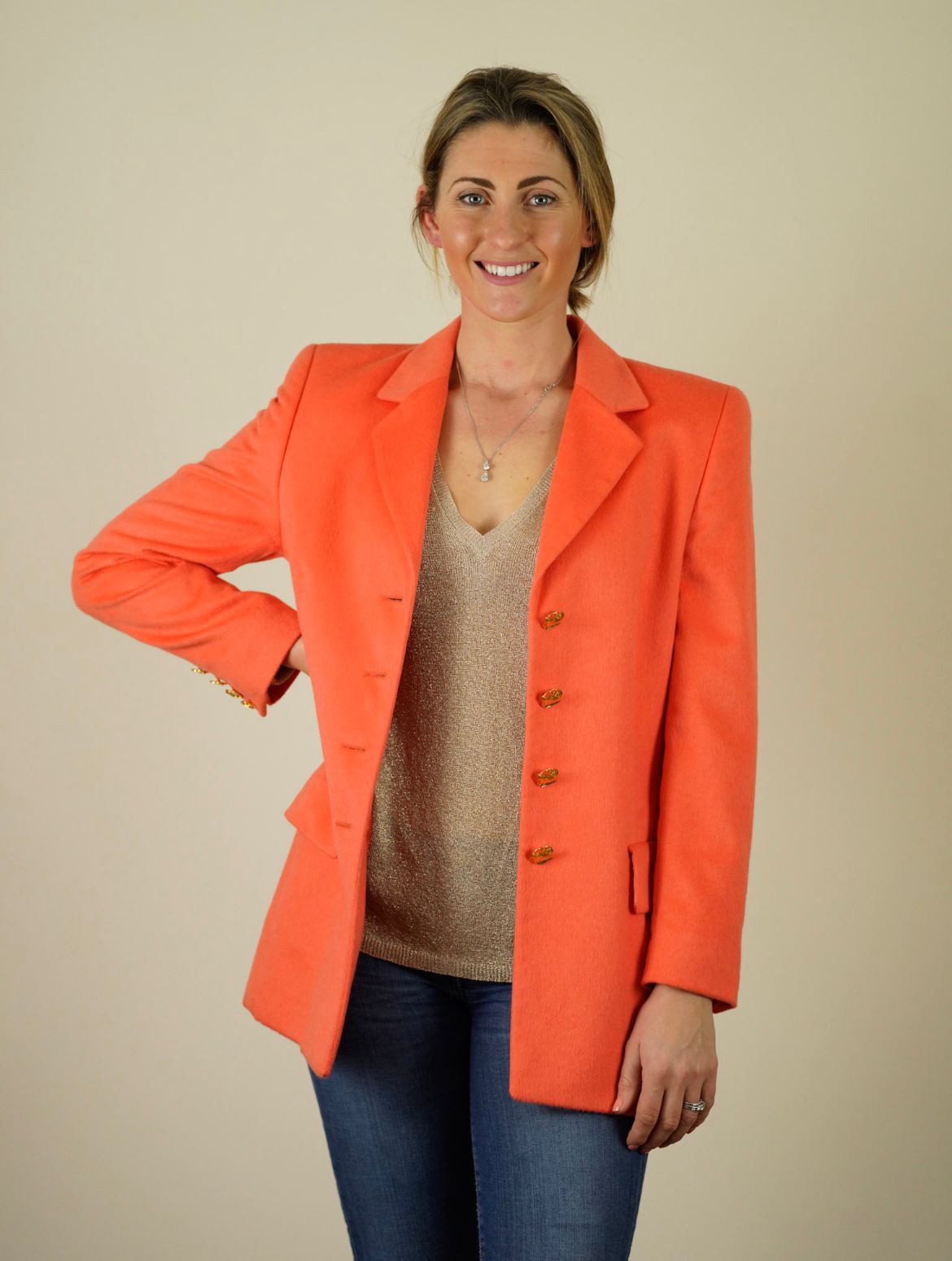 Vintage Escada wool orange blazer size 34