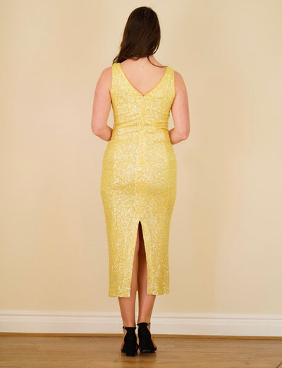 Custom made Nina yellow sequin dress GB 12