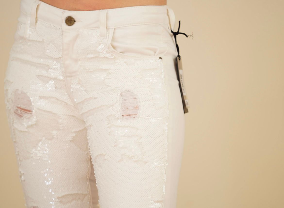 Brand new Guess Marciano white sequin ripped jeans size 27 RTP £135