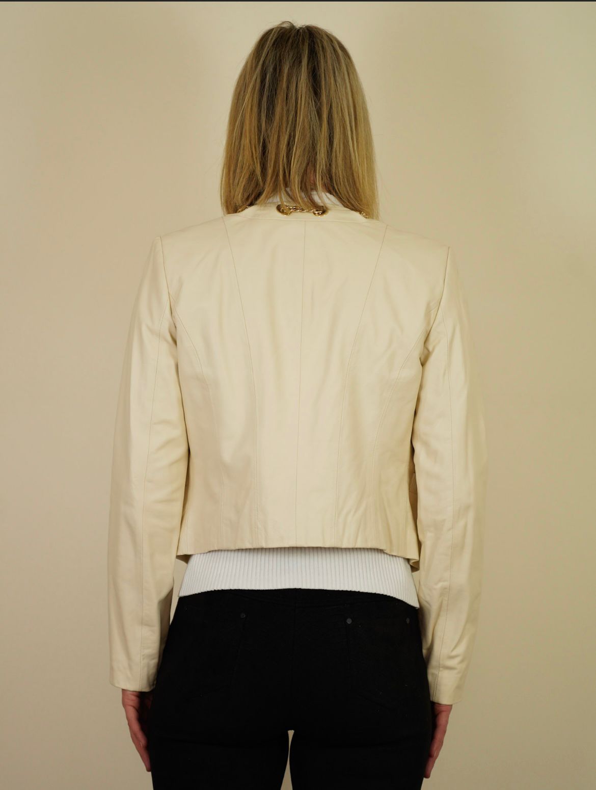 Elisabetta Franchi cropped leather jacket size 48