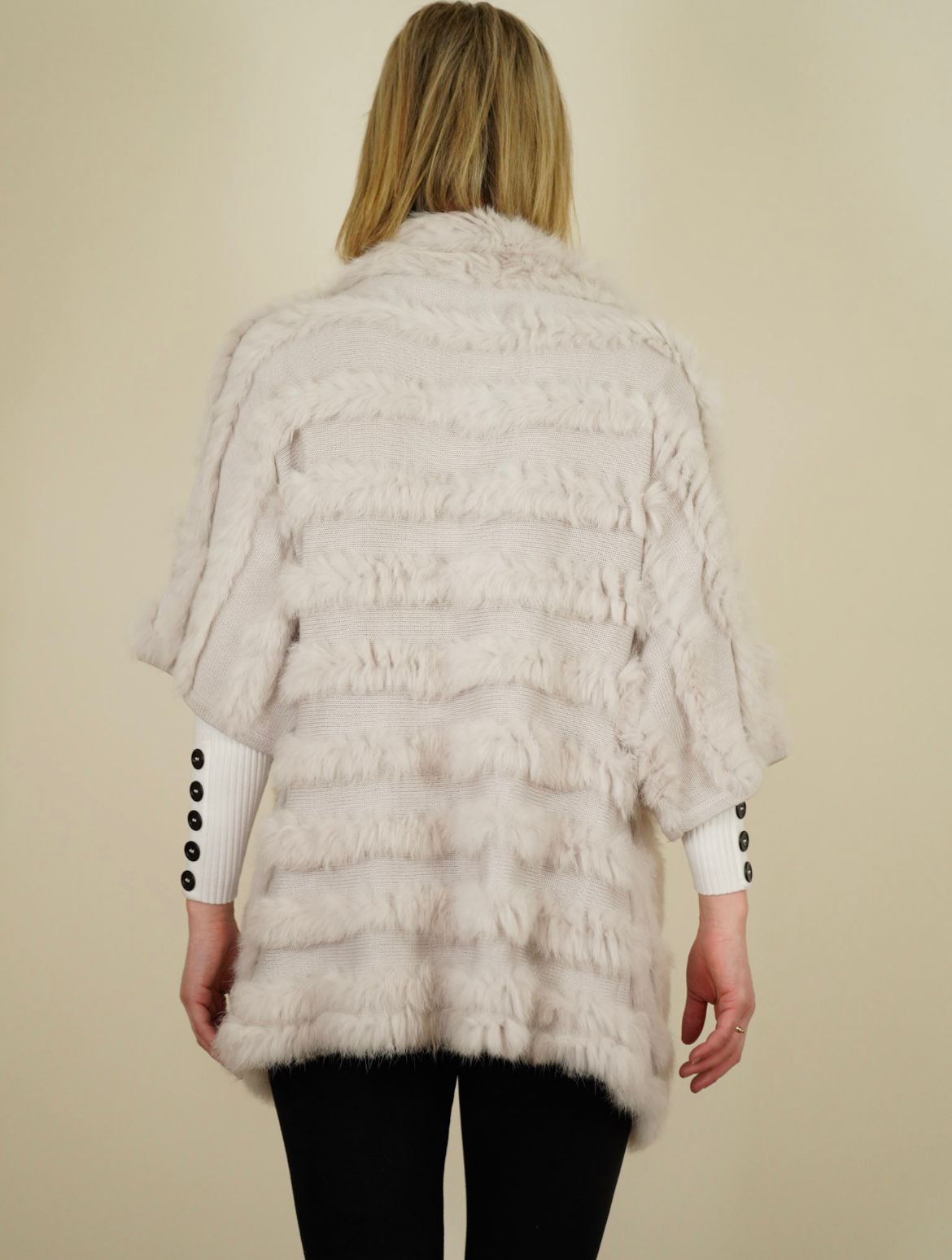 Pinko grey knit cardigan with real fur size S