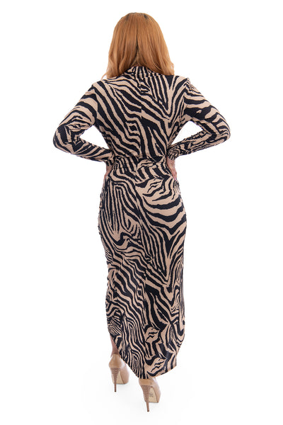 Lisa la Moda sexy tiger print large leg slit dress