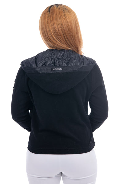 Airfield black hooded jumper with detachable hood