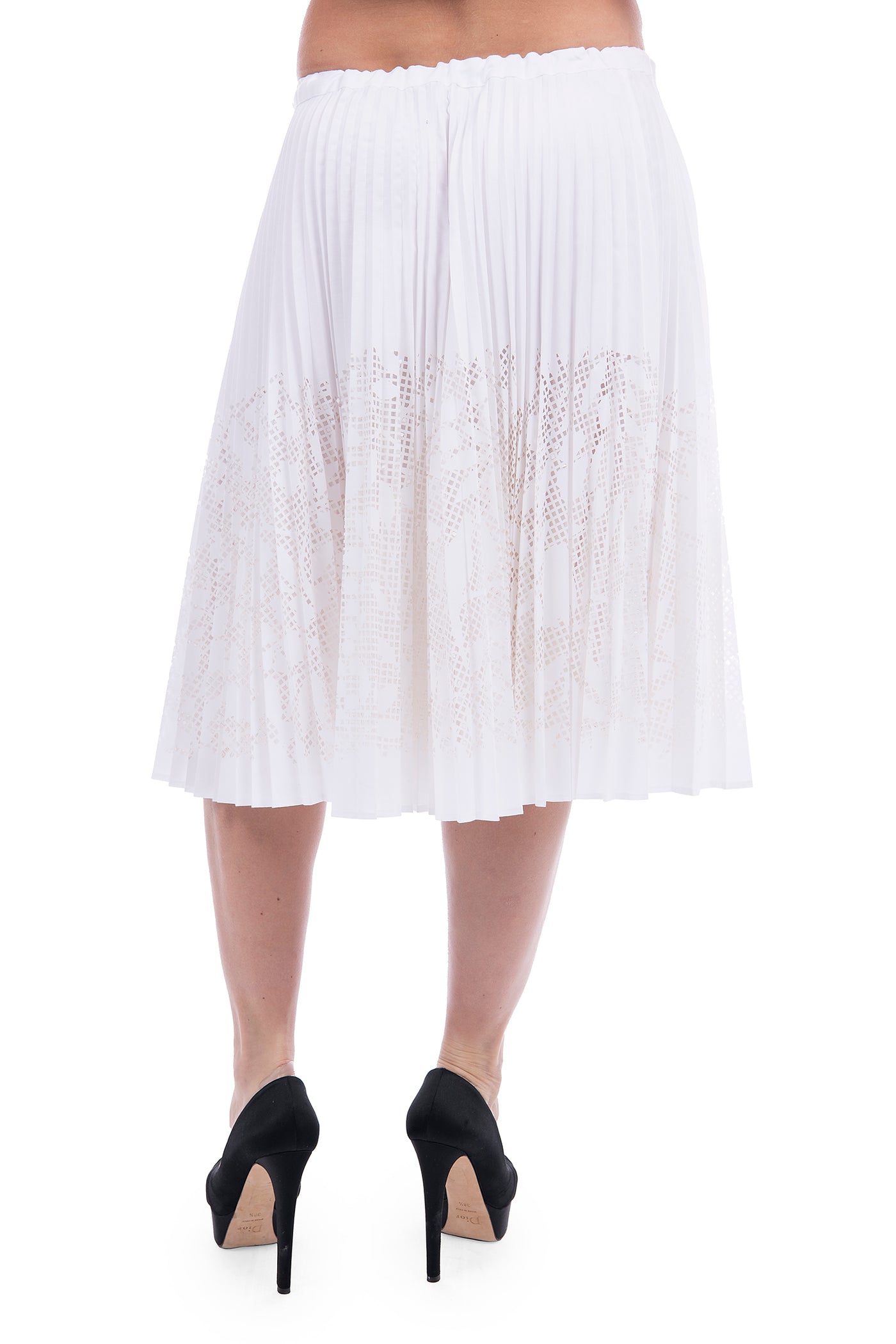 Veronique Branquinho white pleated skirt with laser cutouts