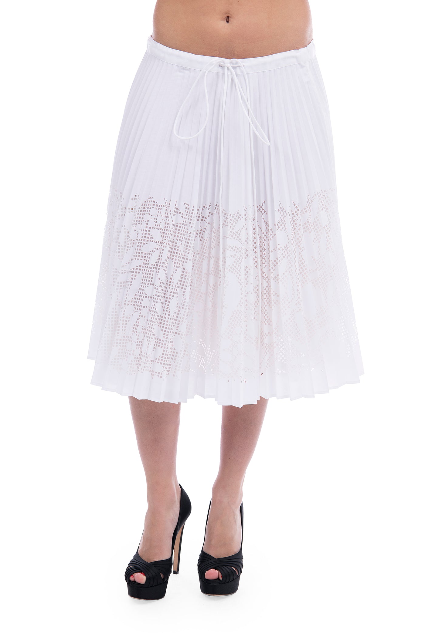 Veronique Branquinho white pleated skirt with laser cutouts