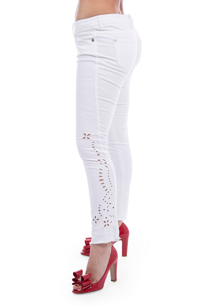 Ermanno Scervino white jeans with laser hole cut outs on legs