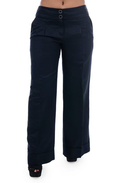 Autograph navy wide leg tailored linen trousers, brand new