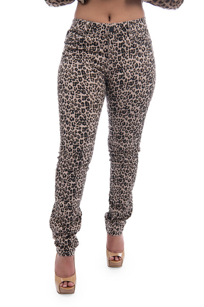 Leopard Print Farfalla Rosso Jeans
