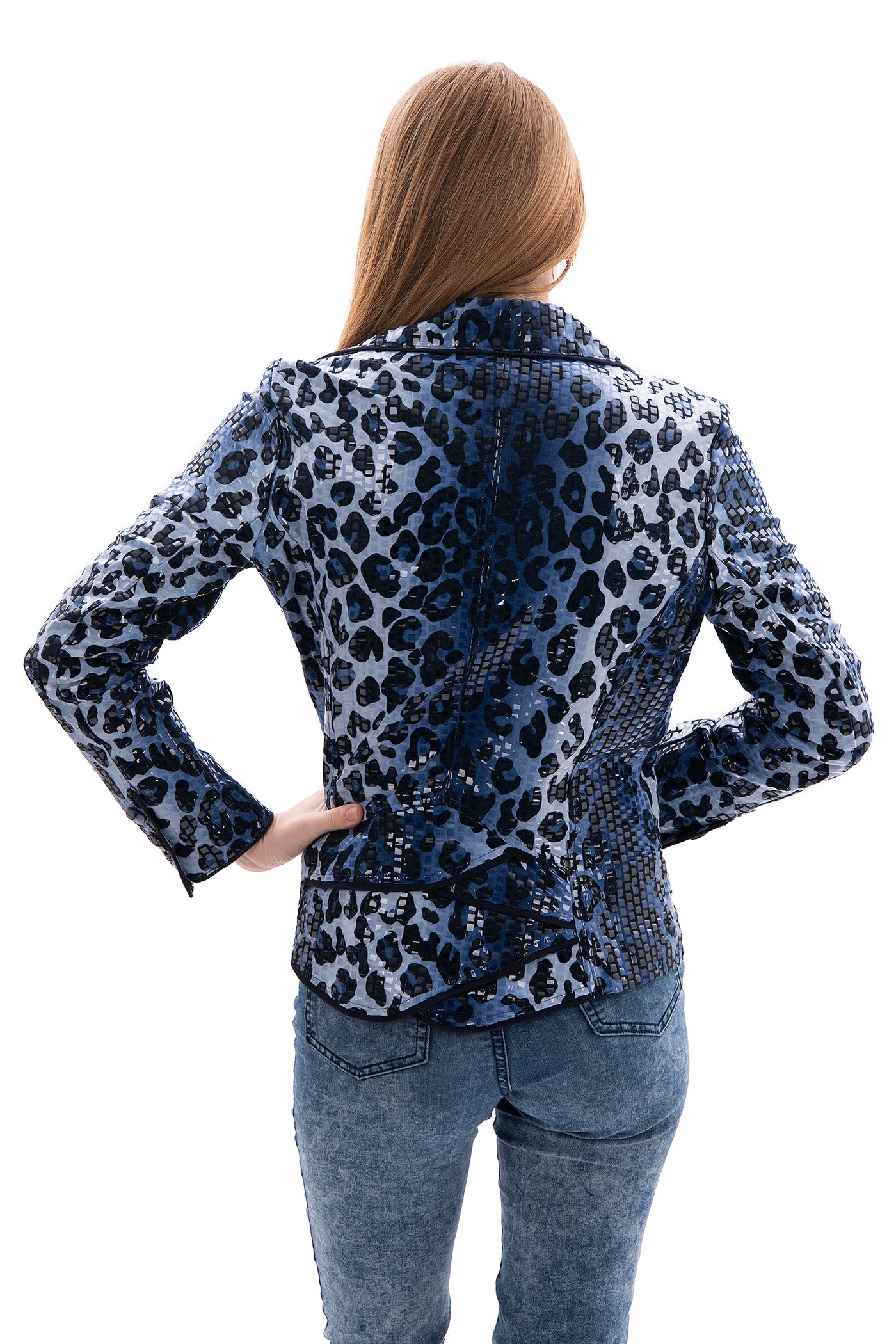 Clara S. Blue Leopard Print Jacket