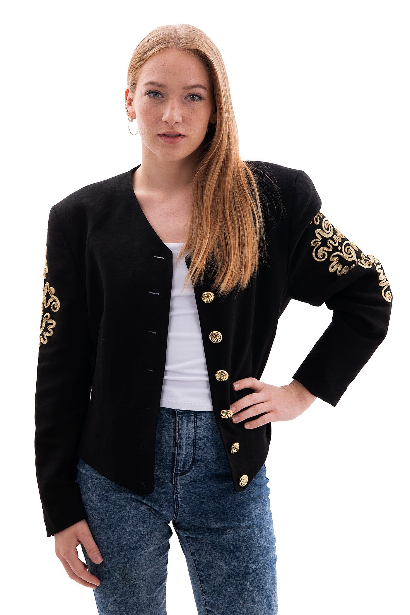 mondi black and gold cropped jacket vintage