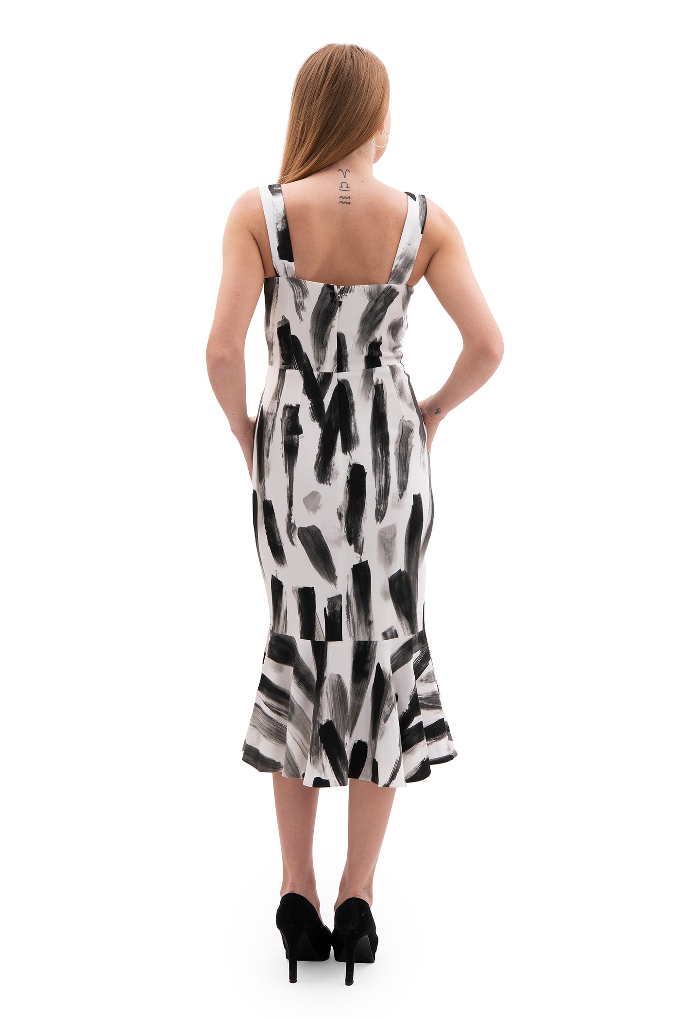Dolce and Gabbana black and white trumpet dress