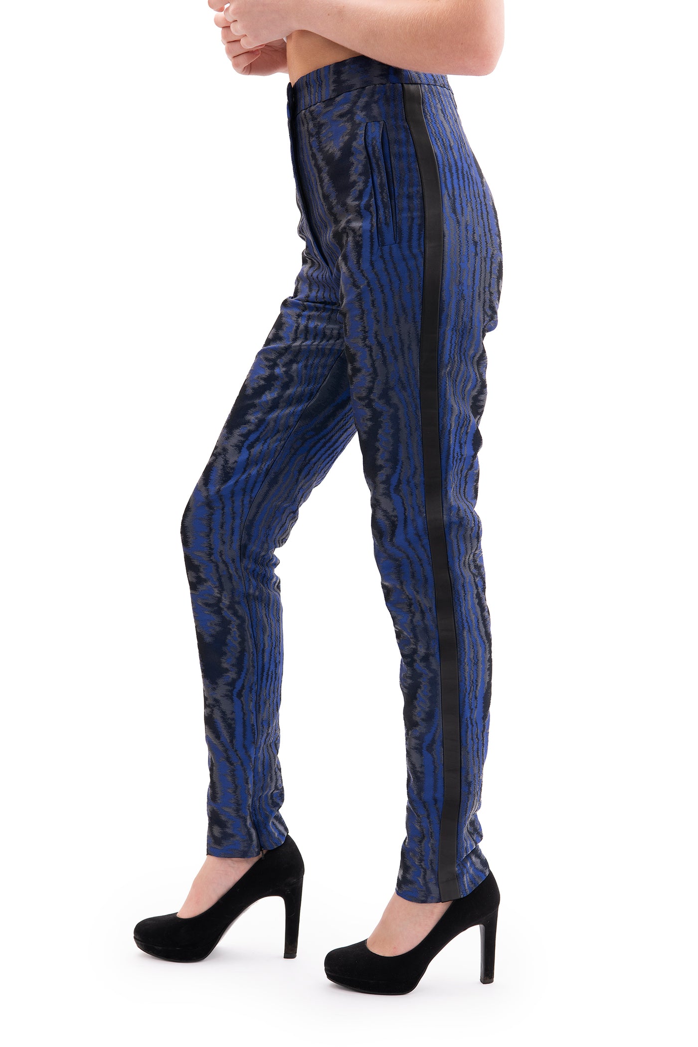 Christopher Kane blue and black trousers moire super