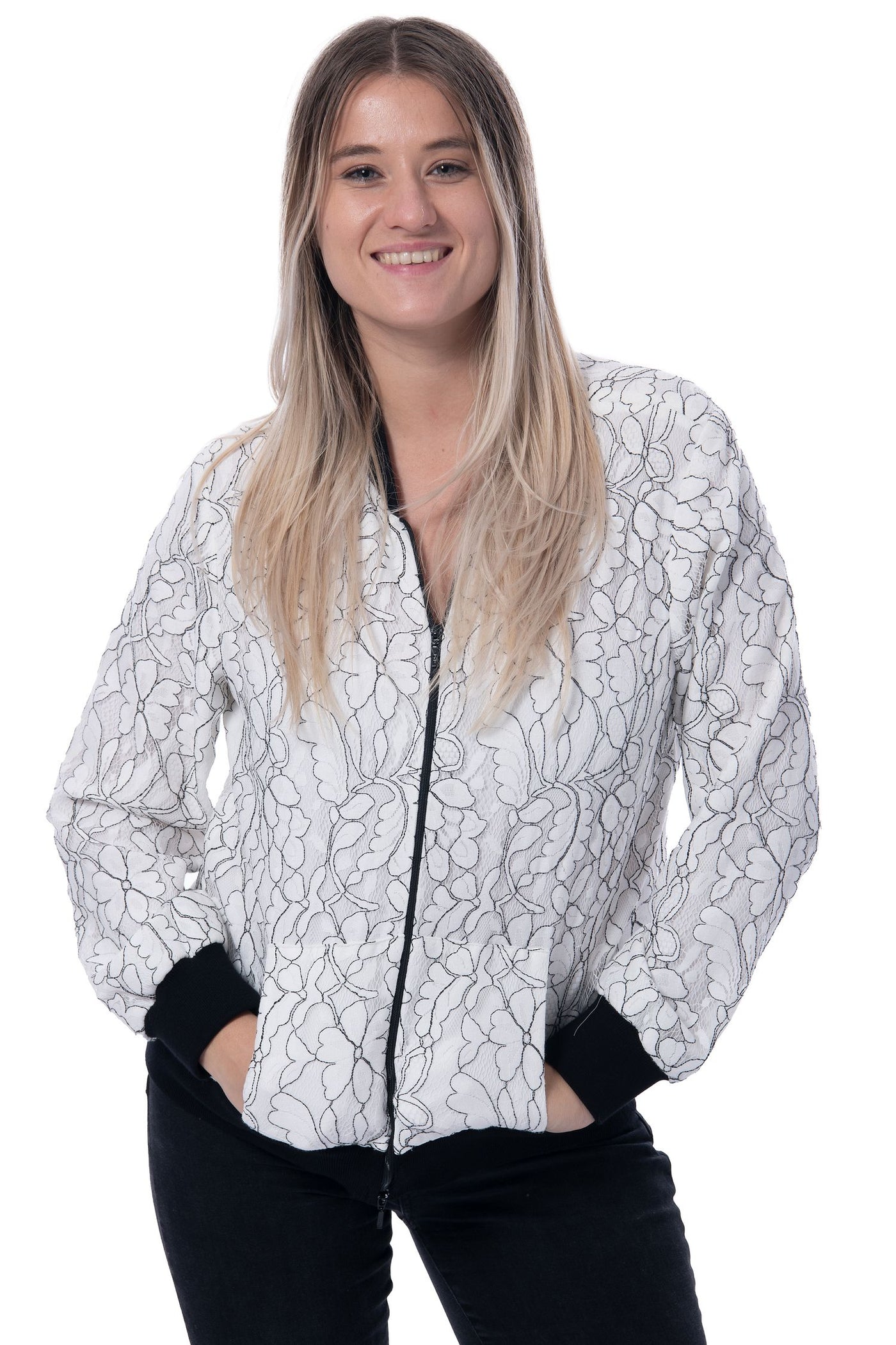 Anne Fontaine white lace zip cardigan, brand new