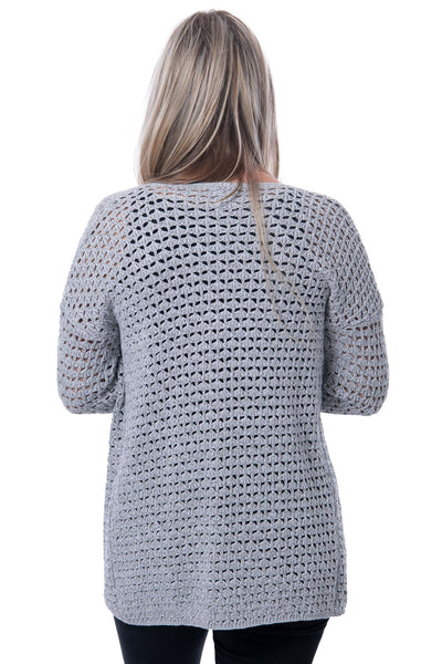 Madeline grey open cardigan with grey shimmer throughout