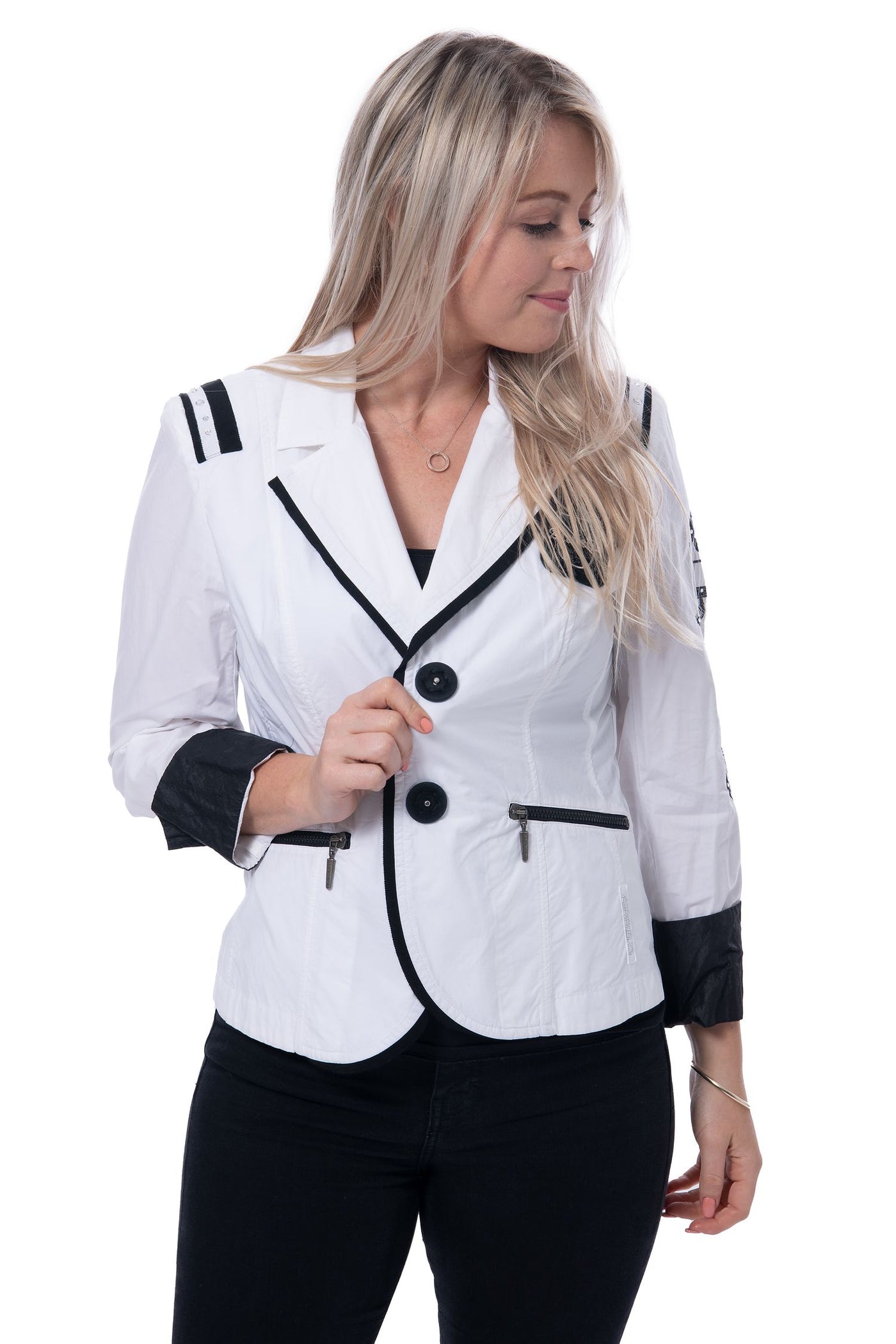 Airfield authentic signature white jacket with black trim