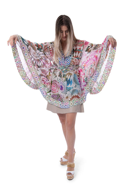 Mathew Willamson caftan multicolored top with stone detailing