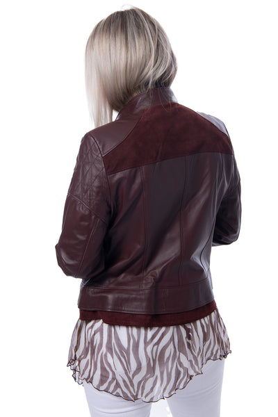 Madeleine brown leather jacket with suede