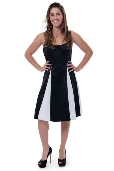 Morgan and Co black and white skater dress with bows