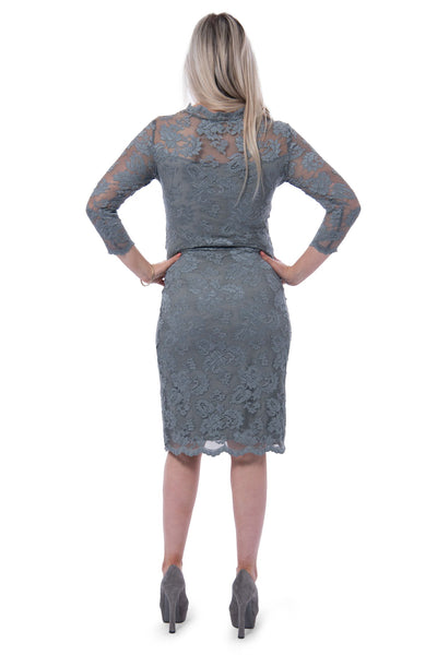 Olvi's brand new grey lace midi bodycon dress