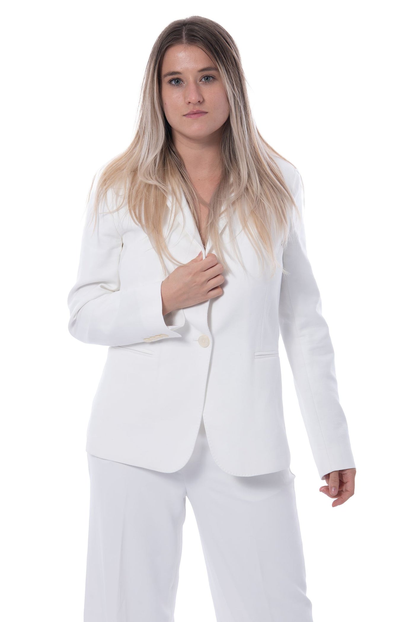 Massimo Dutti tailored white cotton blazer
