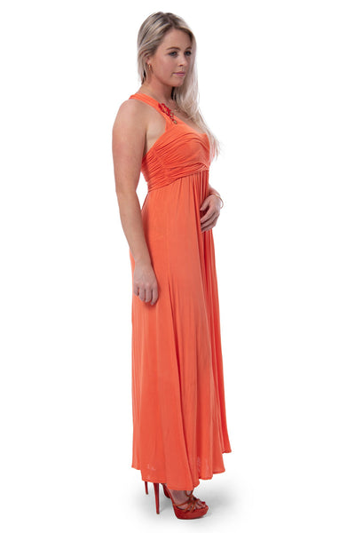 Classic Roberto Cavalli orange one shoulder maxi dress
