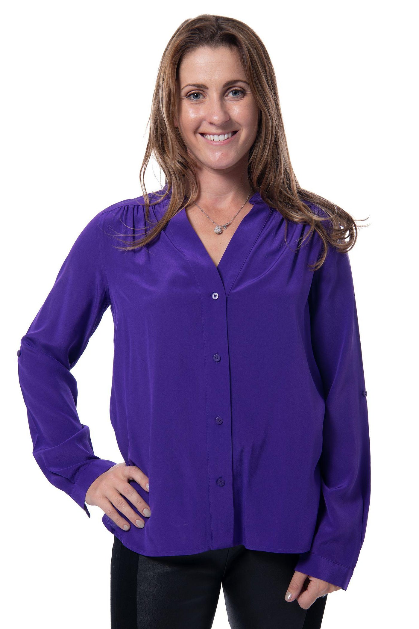 Diane Con Furstenberg Purple Silk Blouse