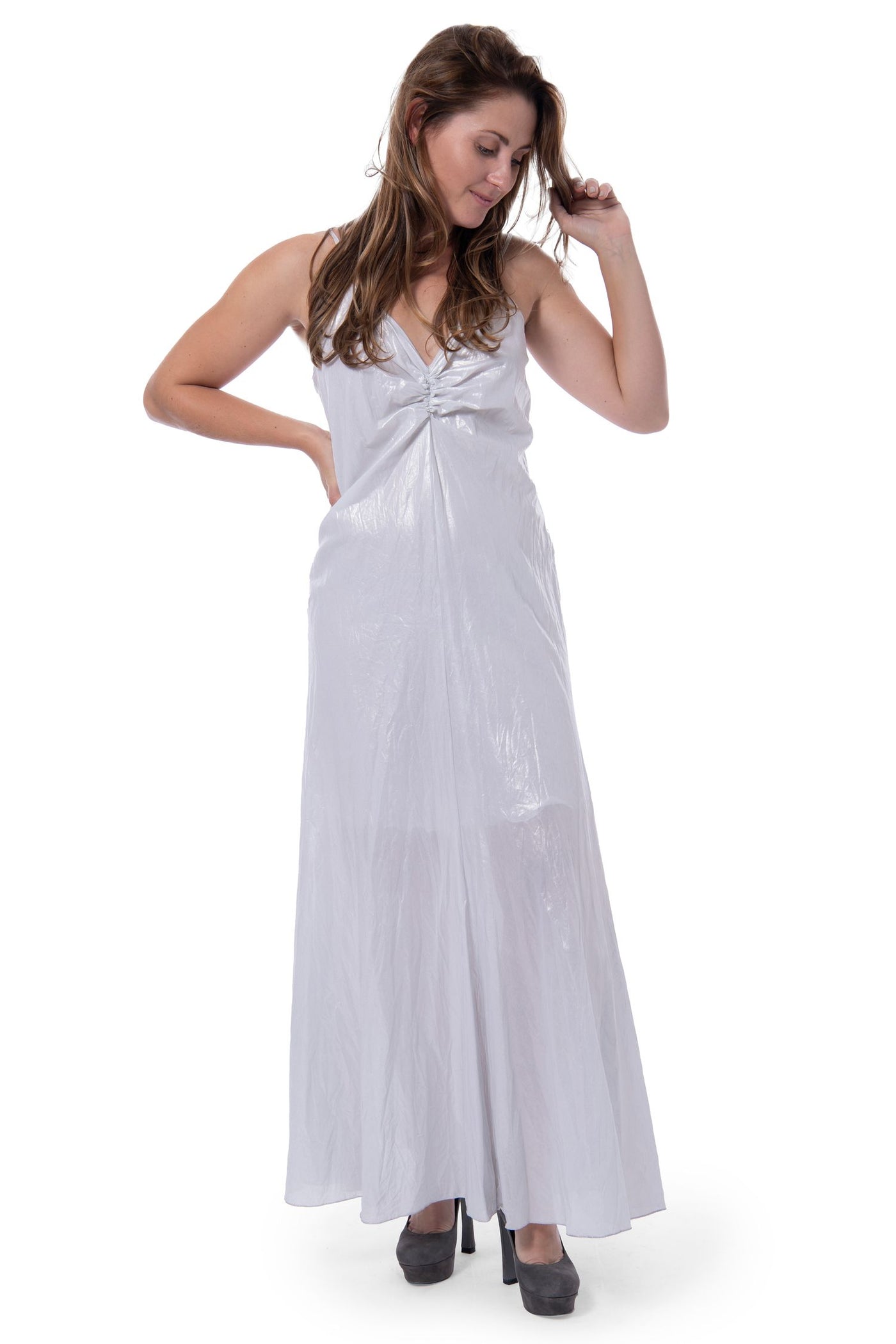 Charlotte Ruig Ibiza Silver maxi strappy dress