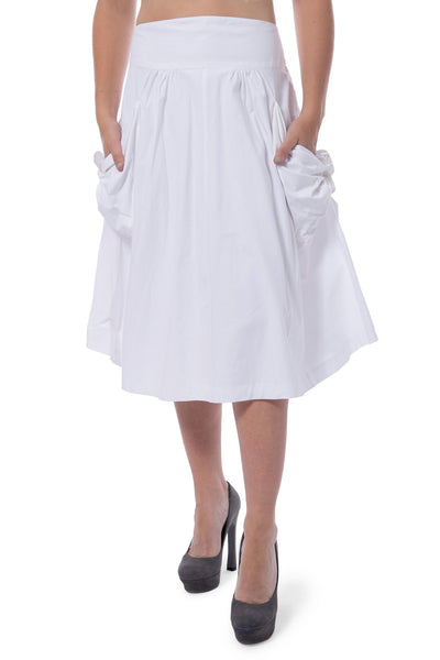 System white midi cotton skirt with pockets