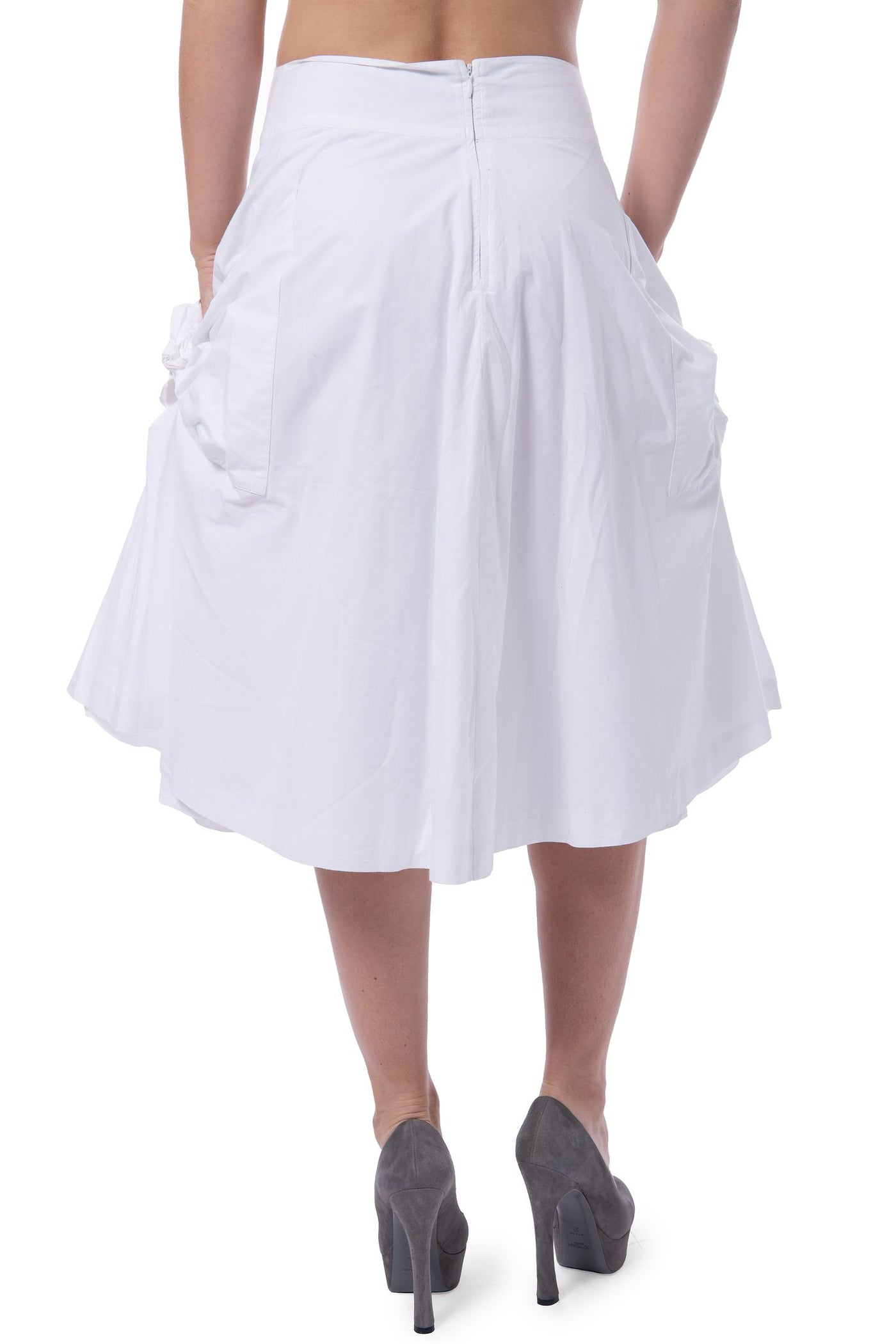 System white midi cotton skirt with pockets