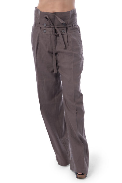 Sacoor brown linen high waist trousers