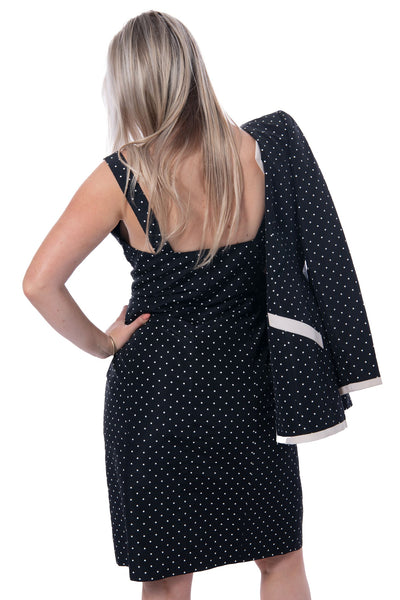 Escada Couture vintage two piece dress and jacket, black and white polka dot