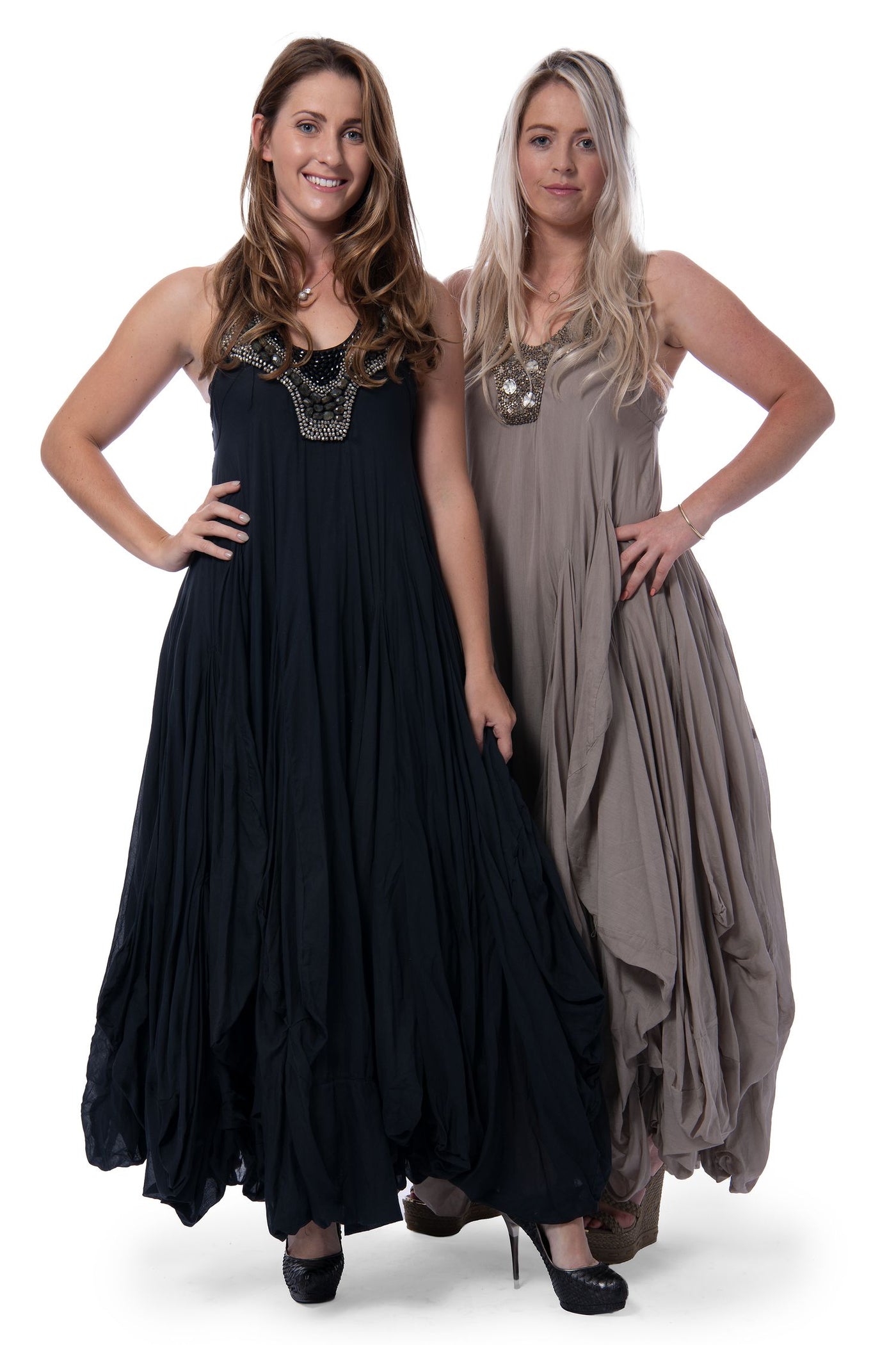 All Saints long maxi dress halter neck with beading details on collar