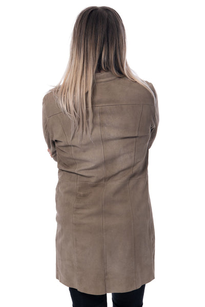 Suede midi jacket with pockets