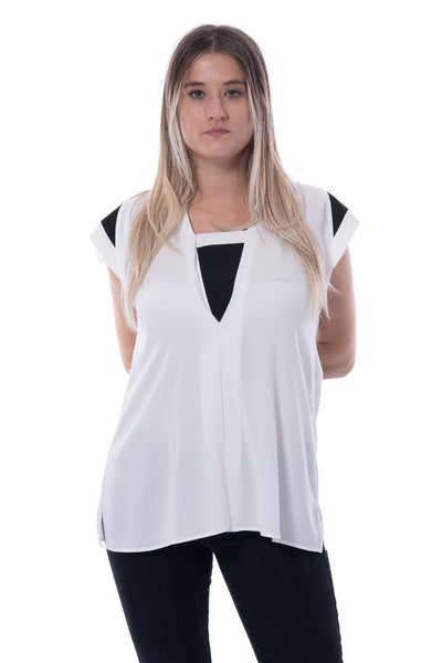 Anne Fontaine white shirt with black panels