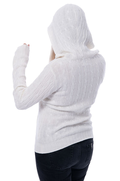 Ralph Lauren white cable knit hoody jumper
